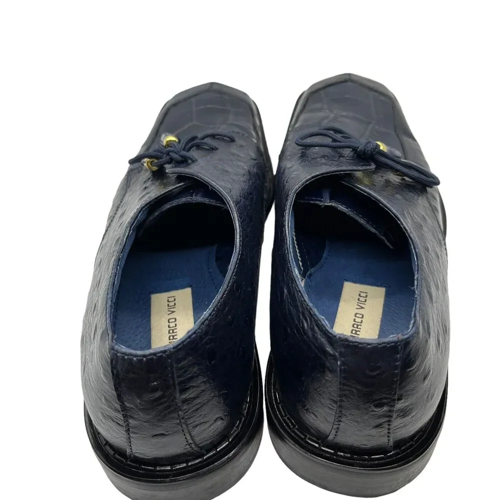 Marco Vicci Dress Shoes Titus Croc Embossed Tassel Mens Size 10 M Blue Vintage